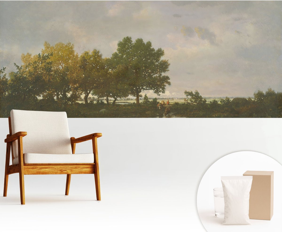 Wallfluent Fotobehang - Grijs Vliesbehang - 250x104 cm - Boslandschap Muurschildering - Slaapkamer behang Landschappen - Fotobehang Vlies - Gang behang