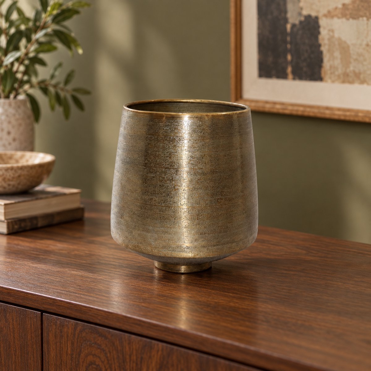 Hoppa! Vaas - Op voet - Met toelopende vorm - Goud - 27 x 27 x 30 cm (B x D x H)