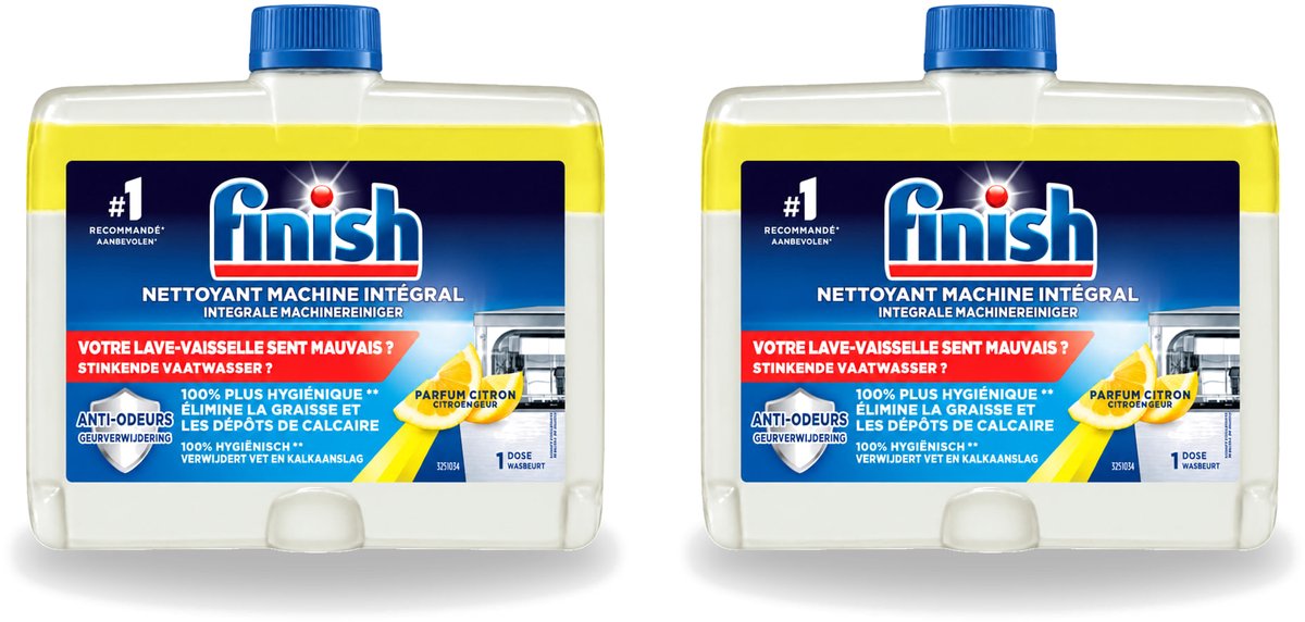 2 x Finish – Machinereiniger – Hygiene Lemon – 250 ml - Voordeelverpakking - 2 stuks