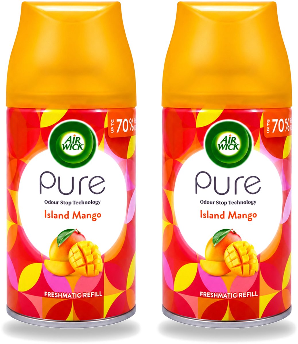 2 x Air Wick – Luchtverfrisser Navulling – Island Mango – 250 ml - Voordeelverpakking - 2 stuks