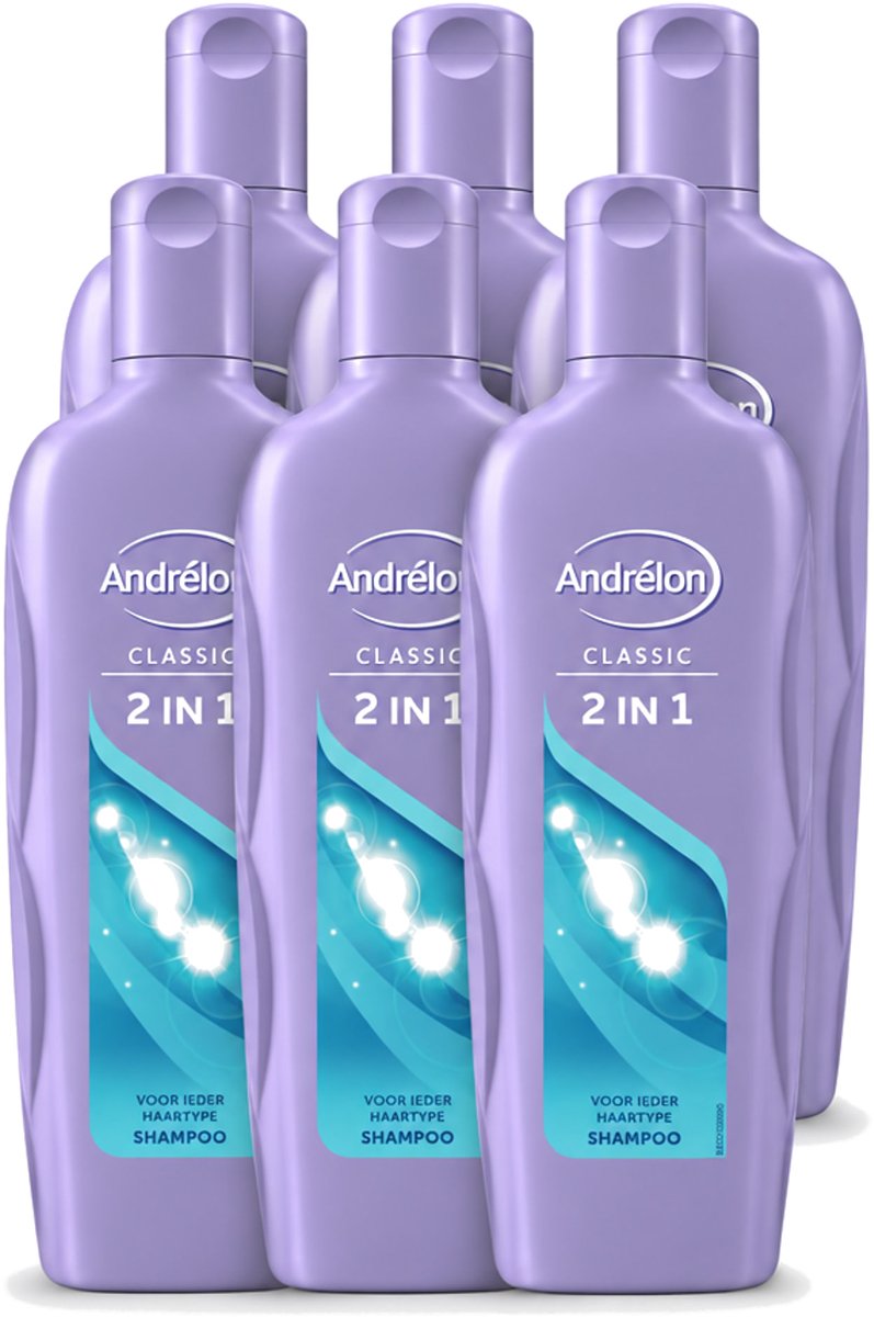 6 x Andrélon – Shampoo – 2-in-1 – 450 ml - Voordeelverpakking - 6 stuks