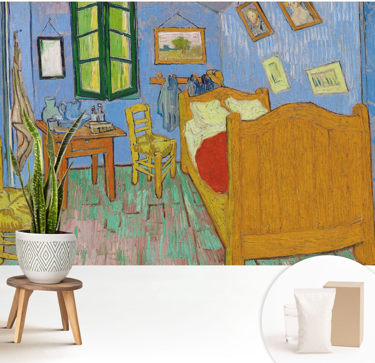 Wallfluent Fotobehang - Blauw Vliesbehang - 208x146 cm - Gezellige Inrichting Muurschildering - Slaapkamer behang Deel - Fotobehang Vlies - Gang behang