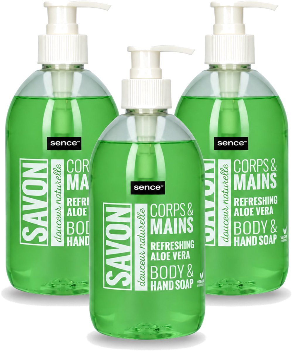3 x Sence - Refreshing Aloe Vera - Handzeep - Savon - 500 ml - Voordeelverpakking - 3 stuks