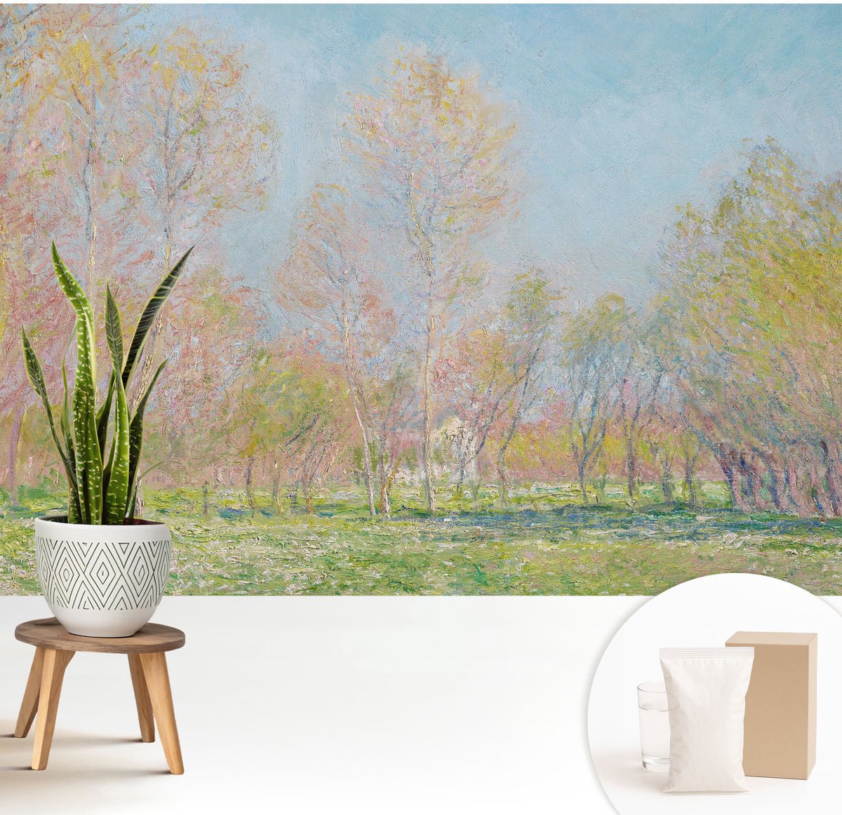Wallfluent Fotobehang - Blauw Vliesbehang - 208x146 cm - Lentepark Muurschildering - Slaapkamer behang Landschappen - Fotobehang Vlies - Slaapkamer behang