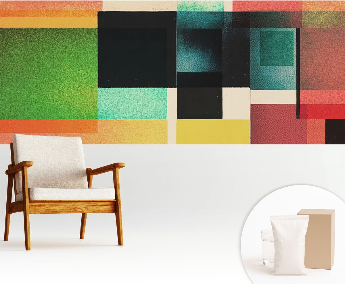 Wallfluent Fotobehang - Groente Vliesbehang - 250x104 cm - Geometrische Abstractie Muurschildering - Gang behang Abstractie - Fotobehang Vlies - Slaapkamer behang