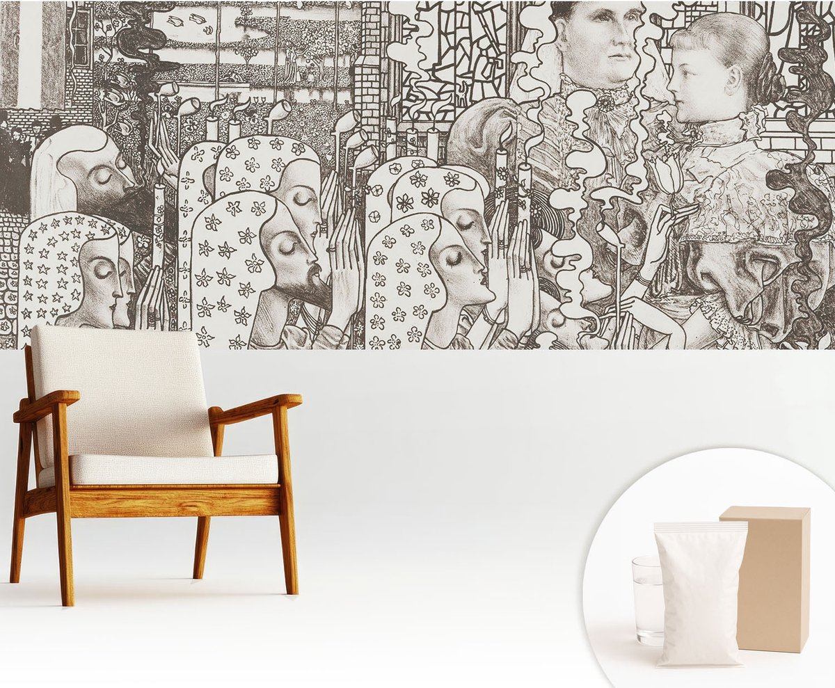 Wallfluent Fotobehang - Zwart Vliesbehang - 250x104 cm - Bloemenportretten Muurschildering - Slaapkamer behang Deel - Fotobehang Vlies - Slaapkamer behang