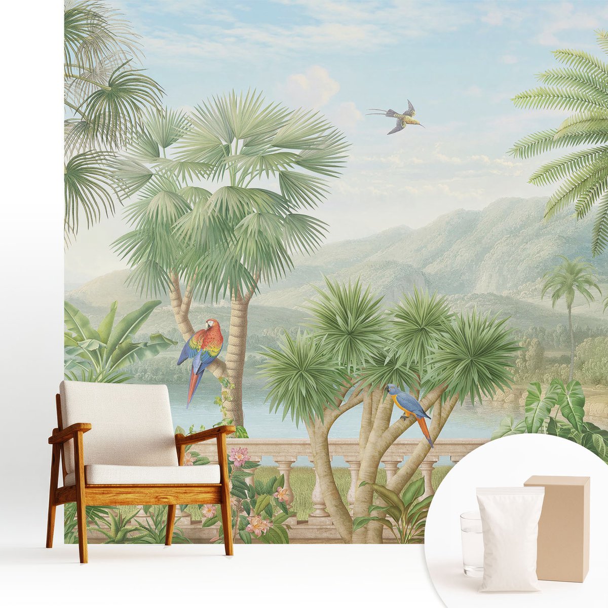 Wallfluent Fotobehang - Groente Vliesbehang - 250x250 cm - Exotisch Landschap Fotobehang Vlies - Hal behang Landschappen - Muurschildering - Hal behang