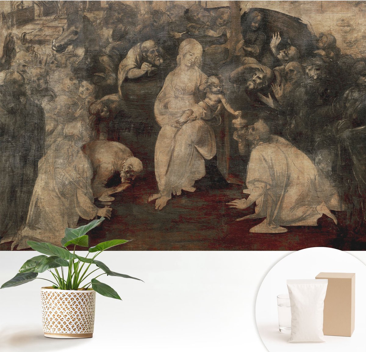 Wallfluent Fotobehang - Bruin Vliesbehang - 152x104 cm - Geestelijke Ontmoeting Muurschildering - Slaapkamer behang Deel - Fotobehang Vlies - Gang behang