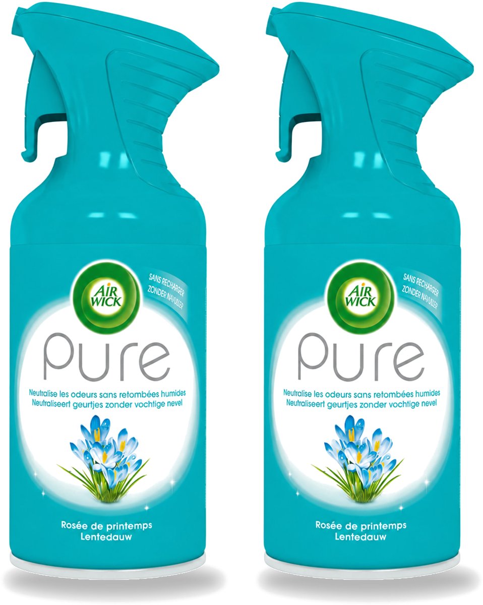 2 x Air Wick - Luchtverfrisser Spray - Pure Lentedauw - 250ml - Voordeelverpakking - 2 stuks