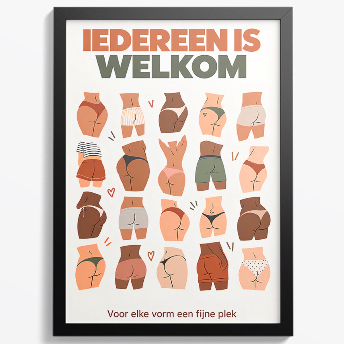 Kleurmedia Grappige Billen Poster - Posters voor toilet - Iedereen is welkom - Wanddecoratie – 61 x 91 cm - Kleurmedia Posters Meerkleurig