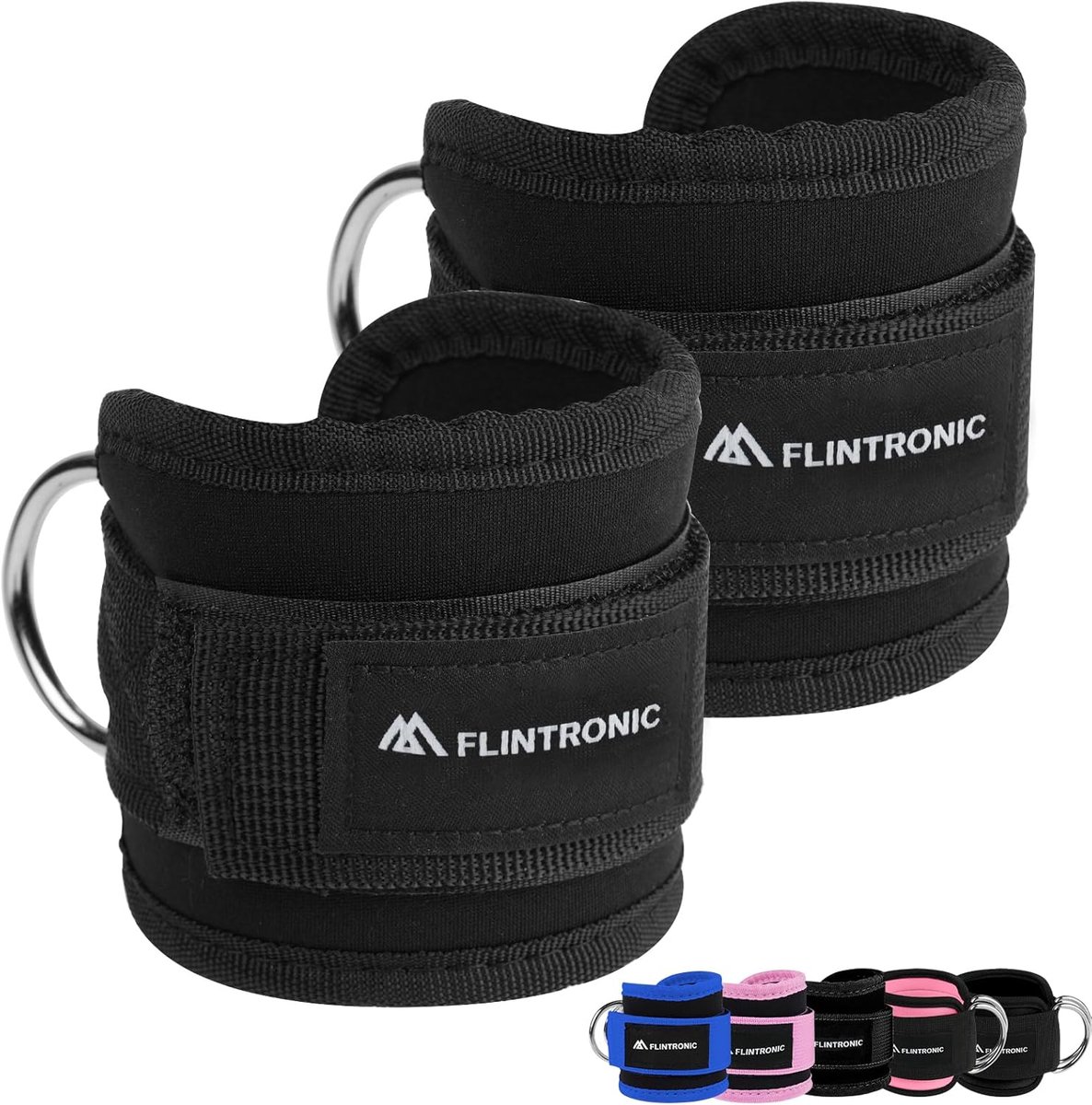 SnelShoppen - Ankle Straps voor Cable Machine - Gym Cuffs met Dubbele RVS D-Ring - Verstelbare Neopreen Enkelbanden - Geschikt voor Vrouwen en Mannen