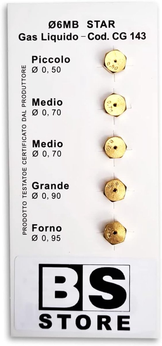 LPG Nozzles Set 6 MB - Universeel - Geschikt voor gasfornuizen - Ideaal voor verschillende maten - ShopVlot