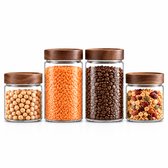 Bangosa Glazen Voorraadpotten Acacia Deksel – Voorraadbussen Glas - 650ml | 1000ml – Inclusief Labels & Marker – Luchtdicht – 4 sets