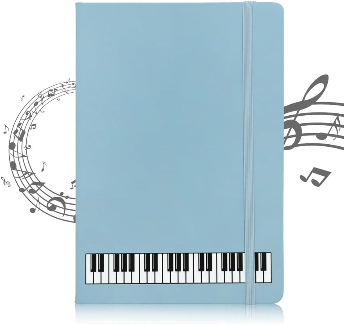 A5 notitieboek blauw - zachte kunstleren omslag - gelinieerd - ideaal voor muziekliefhebbers - ShopVlot