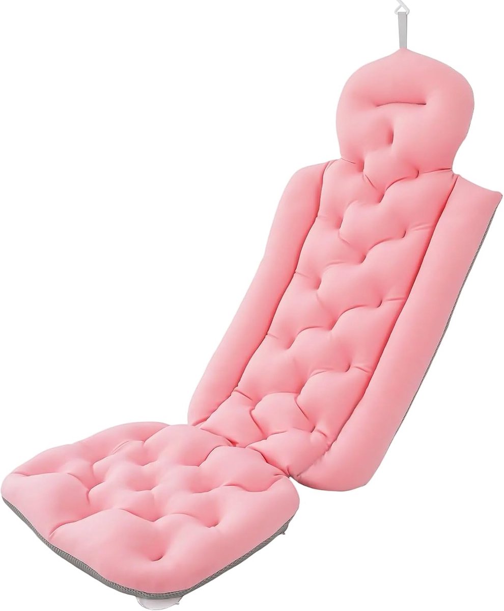 Volledig lichaam, badkussen, opvouwbaar, spa, douche, badkuip (roze)