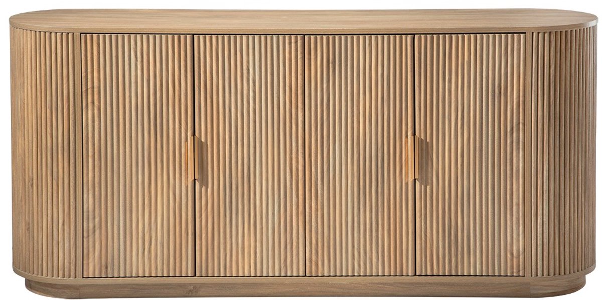 CALICOSY - Dressoir 4 deuren in eikenlook en fronten met afgeronde latten B160 cm - ACHILLE