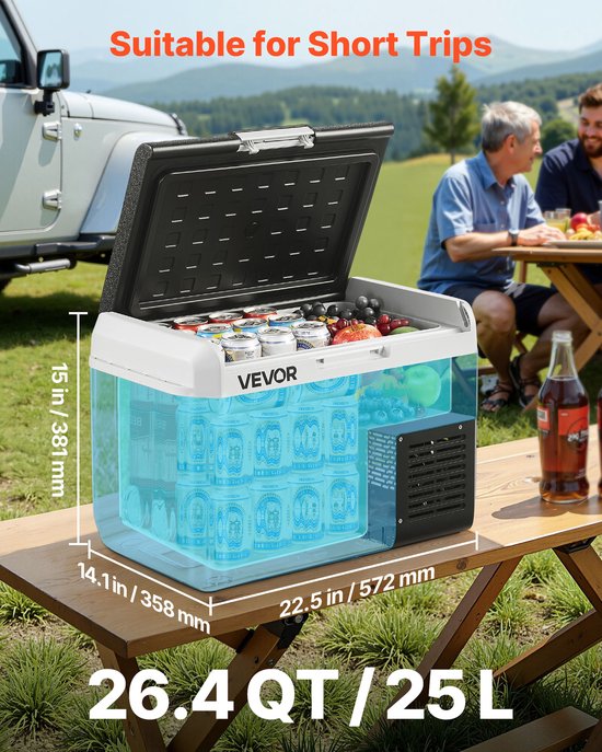 VEVOR Compressor Koelbox 25L, Draagbare Autokoelkast met Instelbare Temperatuur & App Bediening, Koelkast 12/24V DC en 100-240V AC voor Buitenactiviteiten Zoals Kamperen, Reizen en Campers van Vevor — afbeelding 5