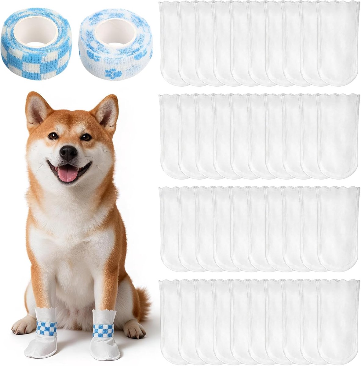 40 stuks wegwerphondensokken met 2 rollen bandage (L, 17,5-35 kg)