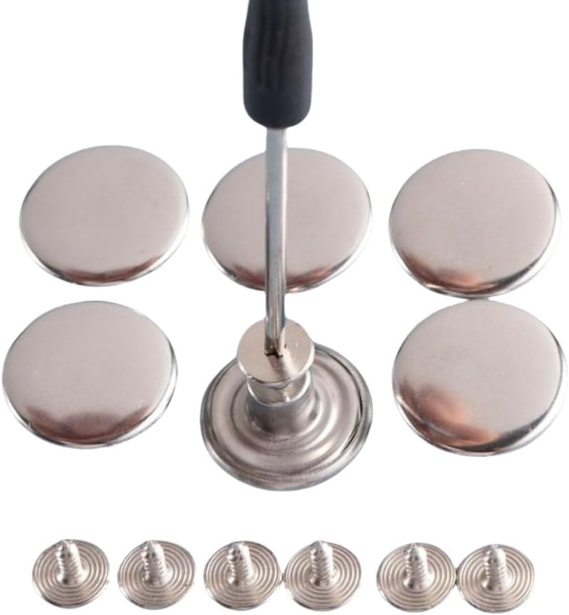Knopen zonder naaien, 17 mm, verstelbare broek, vervangende knopen, jeansknopen met schroevendraaier, afneembare buttons, jeansknopen voor jeans, kleding, broeken, tassen, zilver