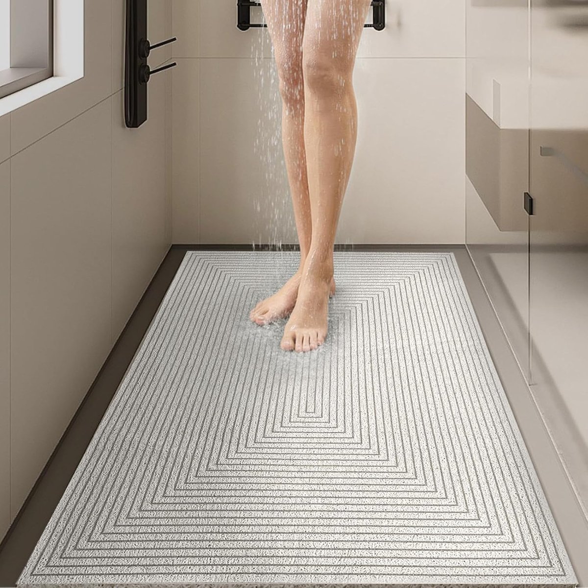 Douchemat antislip, antislipmat, douche, wasbare pvc-loofa-douchemat met afvoergaten, sneldrogende badkamermatten, antislip voor douchecabine