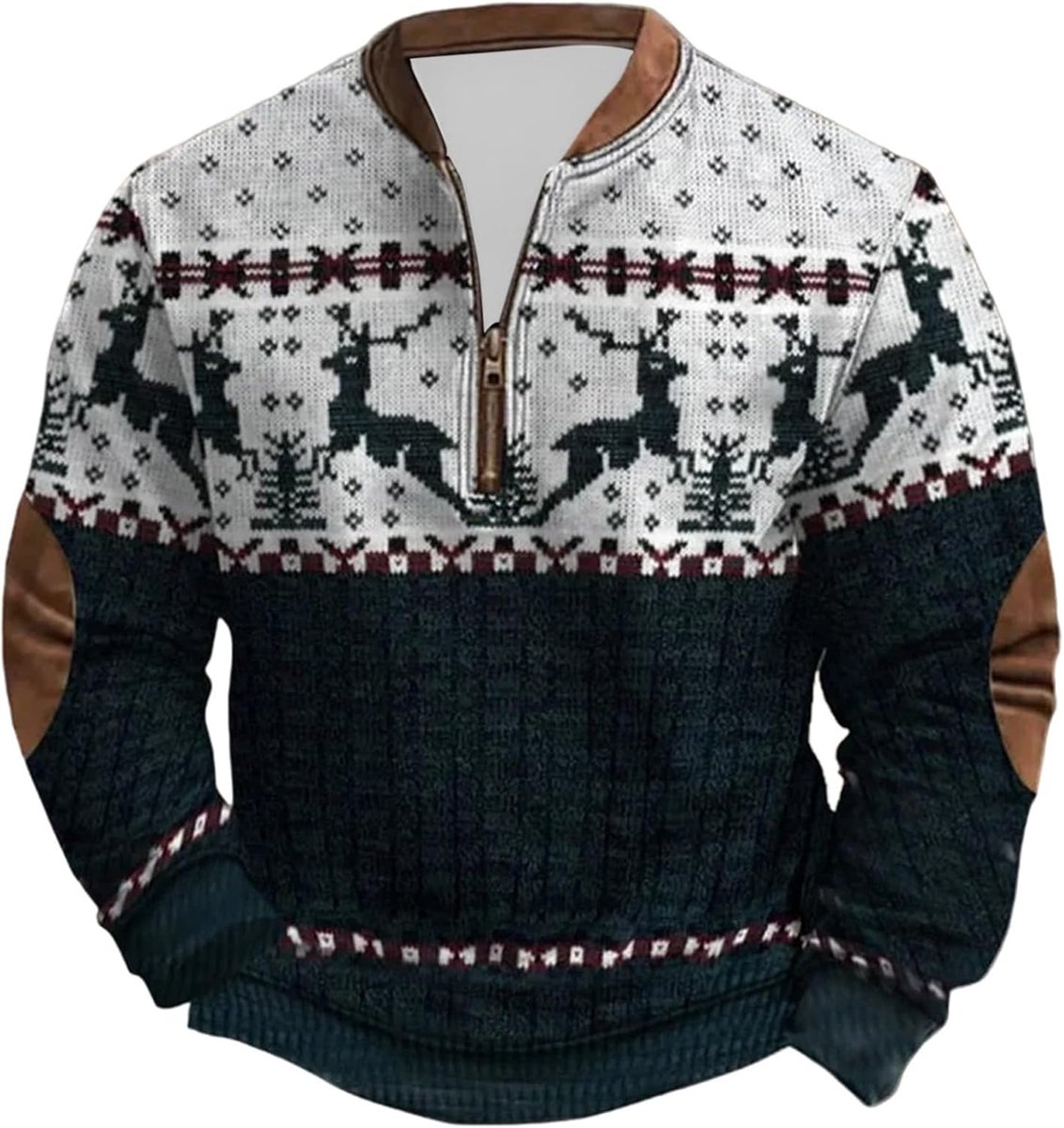 Trui met ritssluiting zonder capuchon, lange mouwen, ronde hals, thermische voering, zachte en warme fleece, modieuze kleding voor de winter, casual, sport, outdoor, blauw, XXXXXL