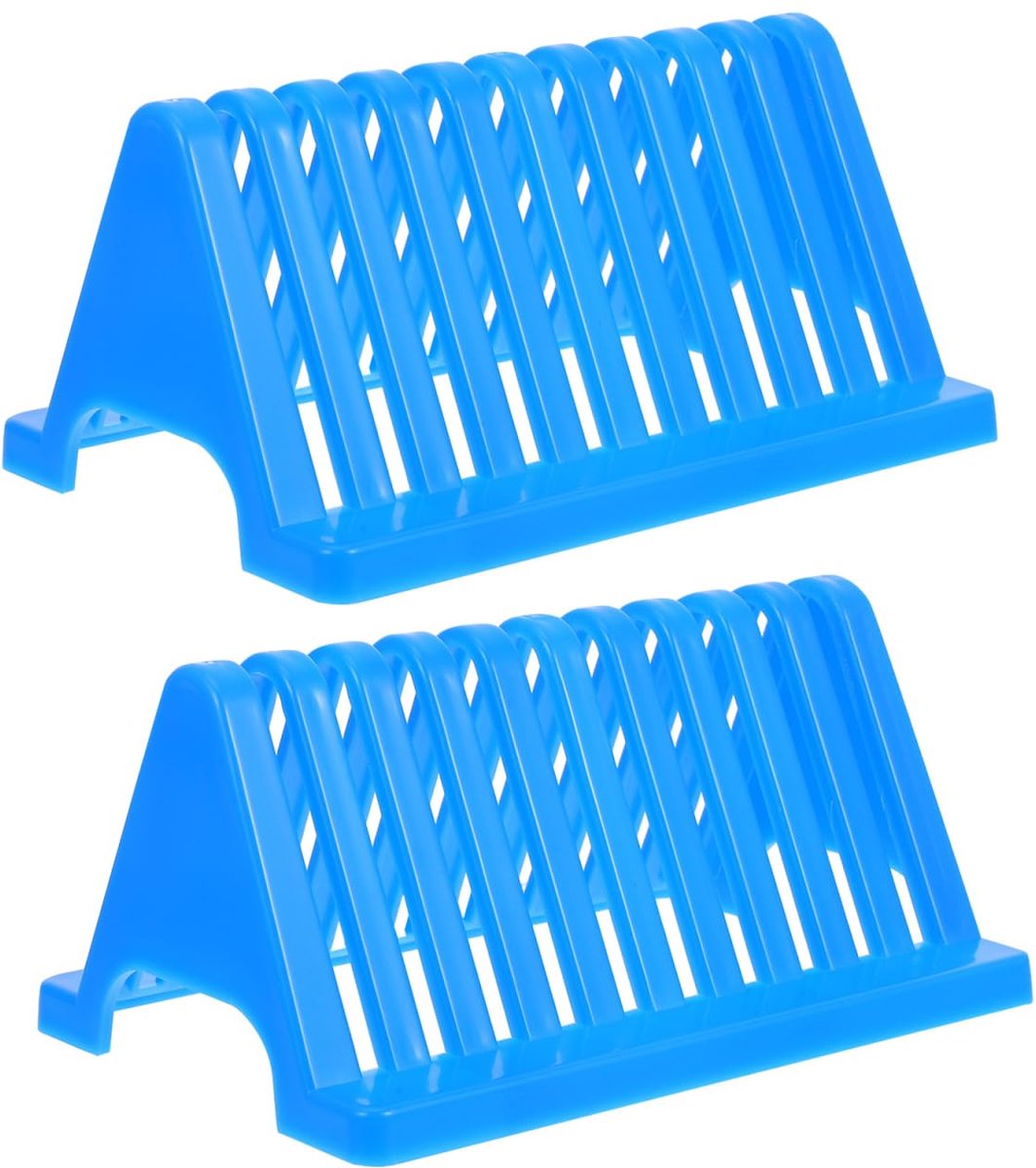 2 Stuks Slide Houder Microscoop Blade Droger Microscoop Blade Houder Glazen Bladen Opslag Plaat Laboratorium Blade Reusable Plastic Sky-blue