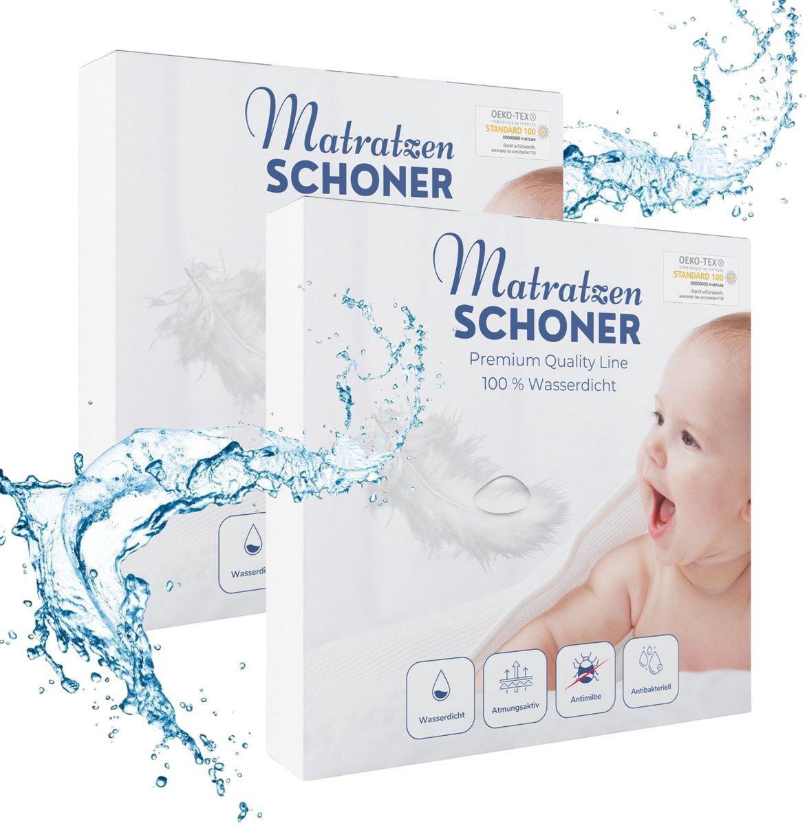 Alavya Home Waterdichte Matrasbeschermer 80x160 cm – 2 Stuks set, Ademend