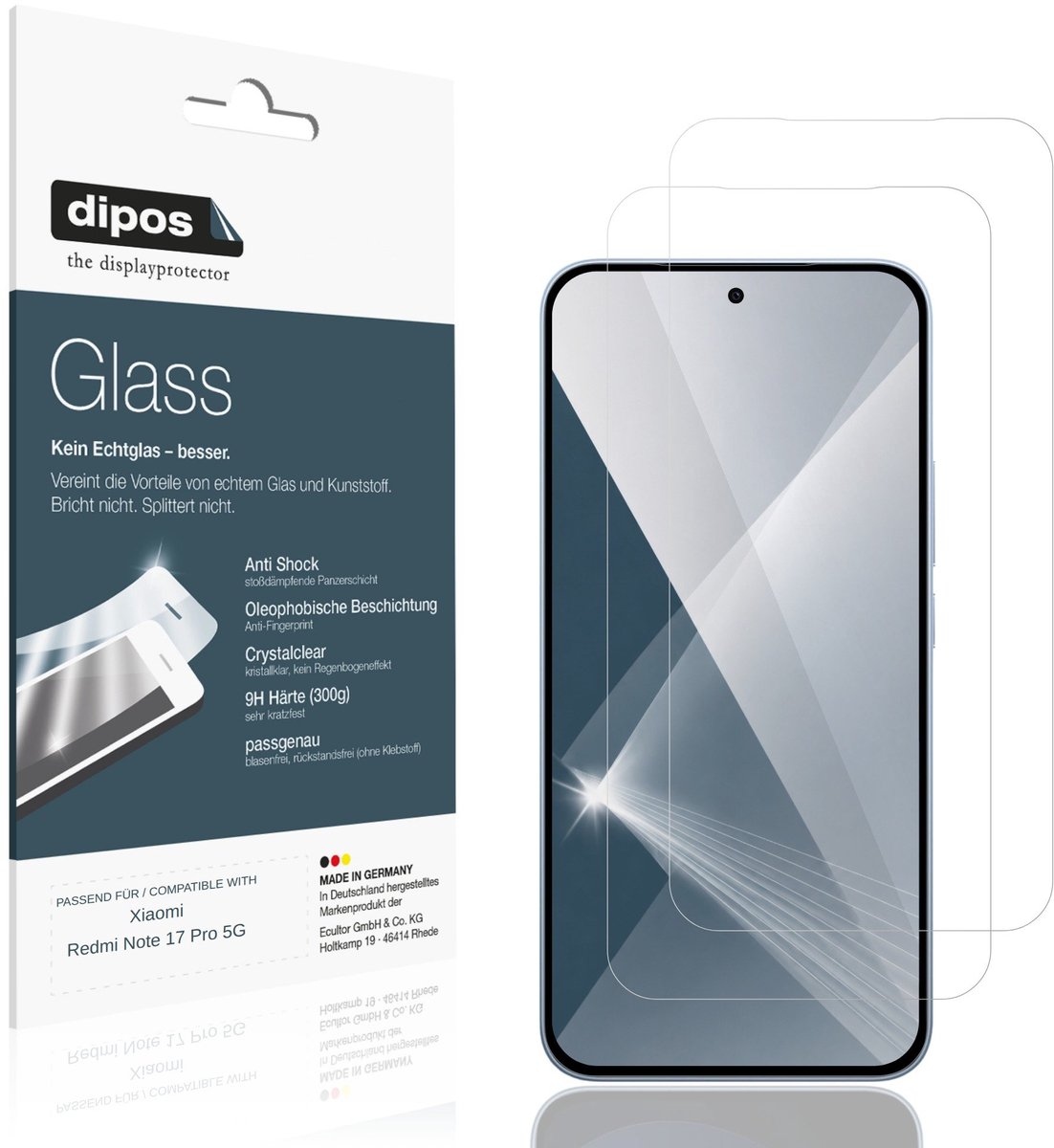 dipos – 2x Pantserfolie geschikt voor Xiaomi Redmi Note 17 Pro 5G | 9H Screenprotector