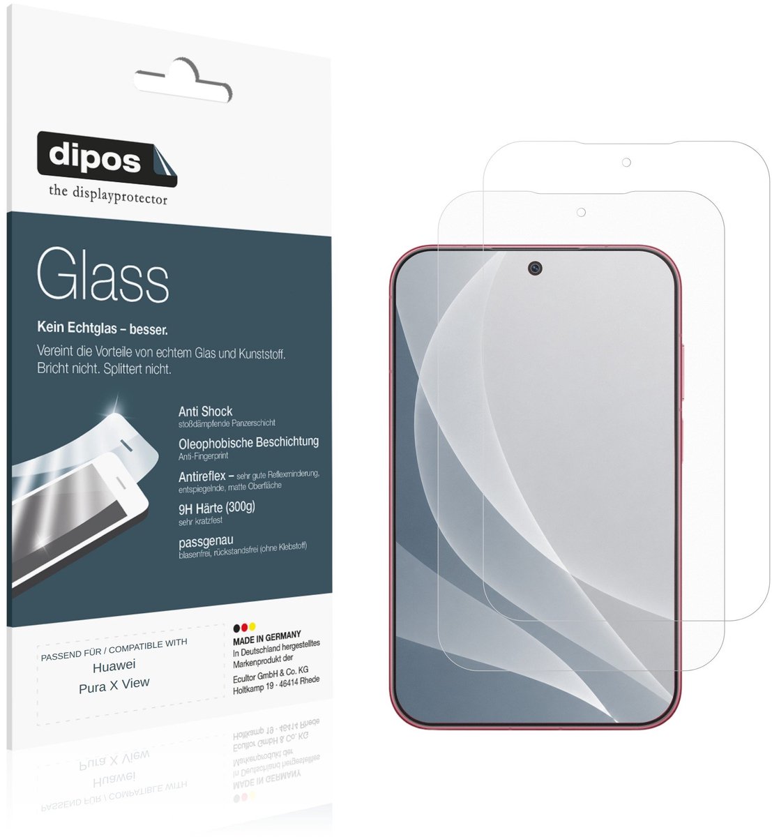 dipos – 2x Matte Pantserfolie geschikt voor Huawei Pura X View | 9H Screenprotector