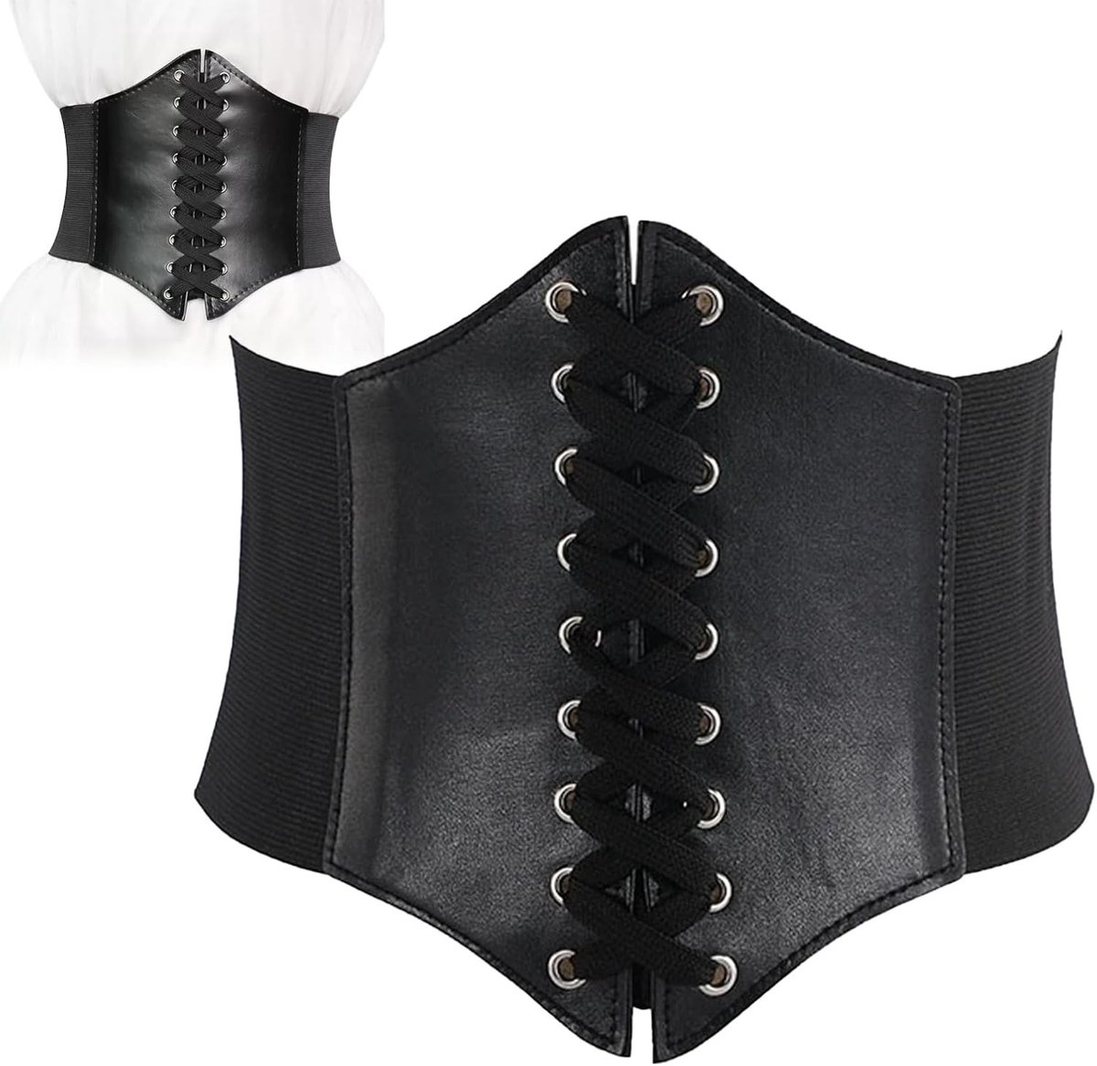 Corsetgordel voor dames - Elastische tailleband met veters - Retro ontwerp voor vintage uitstraling en kostuums - Verstelbare waspiegordel voor taille en heupen
