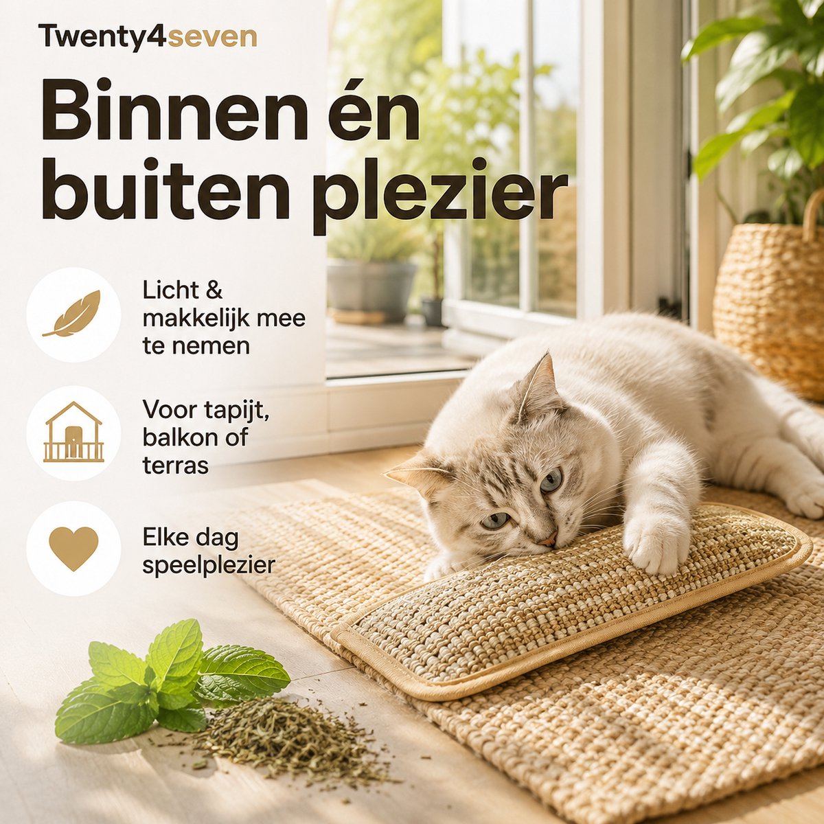Twenty4seven® Kattenspeelgoed Krabkussens 2 Stuks - Sisal Kattenspeeltjes met Catnip & Kattenkruid - Interactief voor Katten & Kittens thumbnail 4