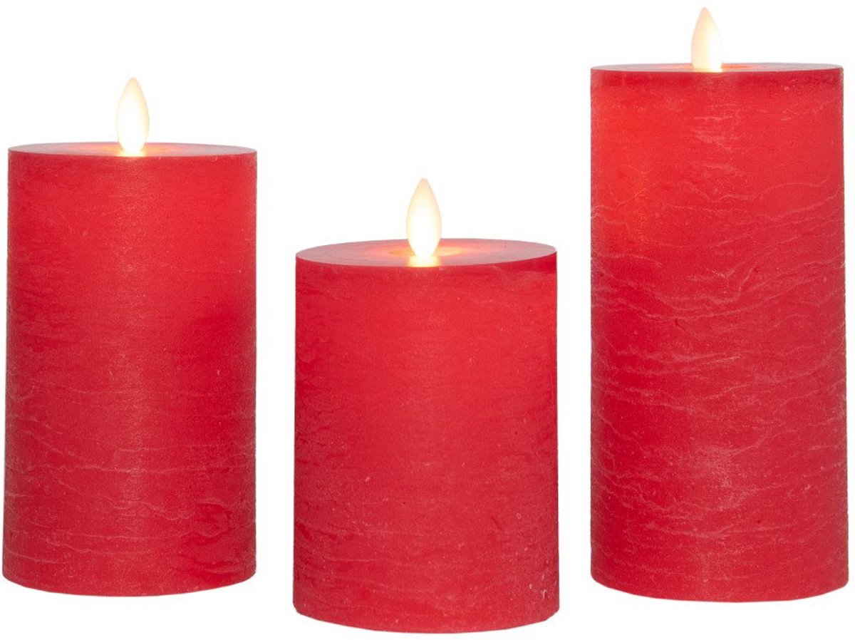 Annas Collection Stompkaars-USB wax d7,5 cm rood set van 3 Anna's Collection