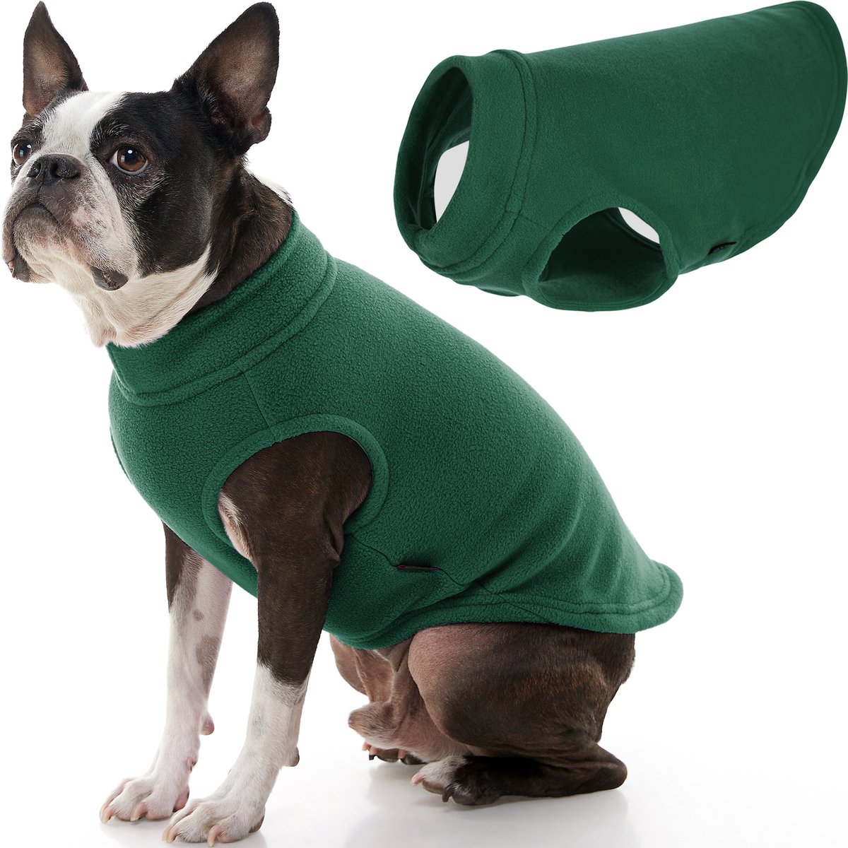Gooby Stretch Fleece Vest Hondenjas - Warme hondentrui voor kleine honden - Bosgroen - Large