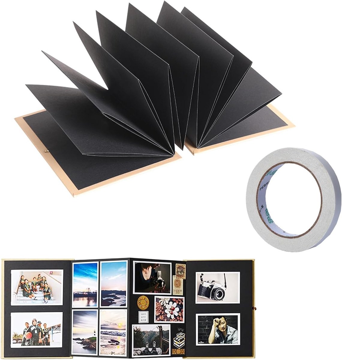 Aanpasbaar Scrapbook Album - Vouwbaar Fotoalbum met 18 Pagina's (21x15cm) voor Herinneringen, Foto's en Memorabilia - Perfect voor Verjaardagen, Trouwen en Diplomas