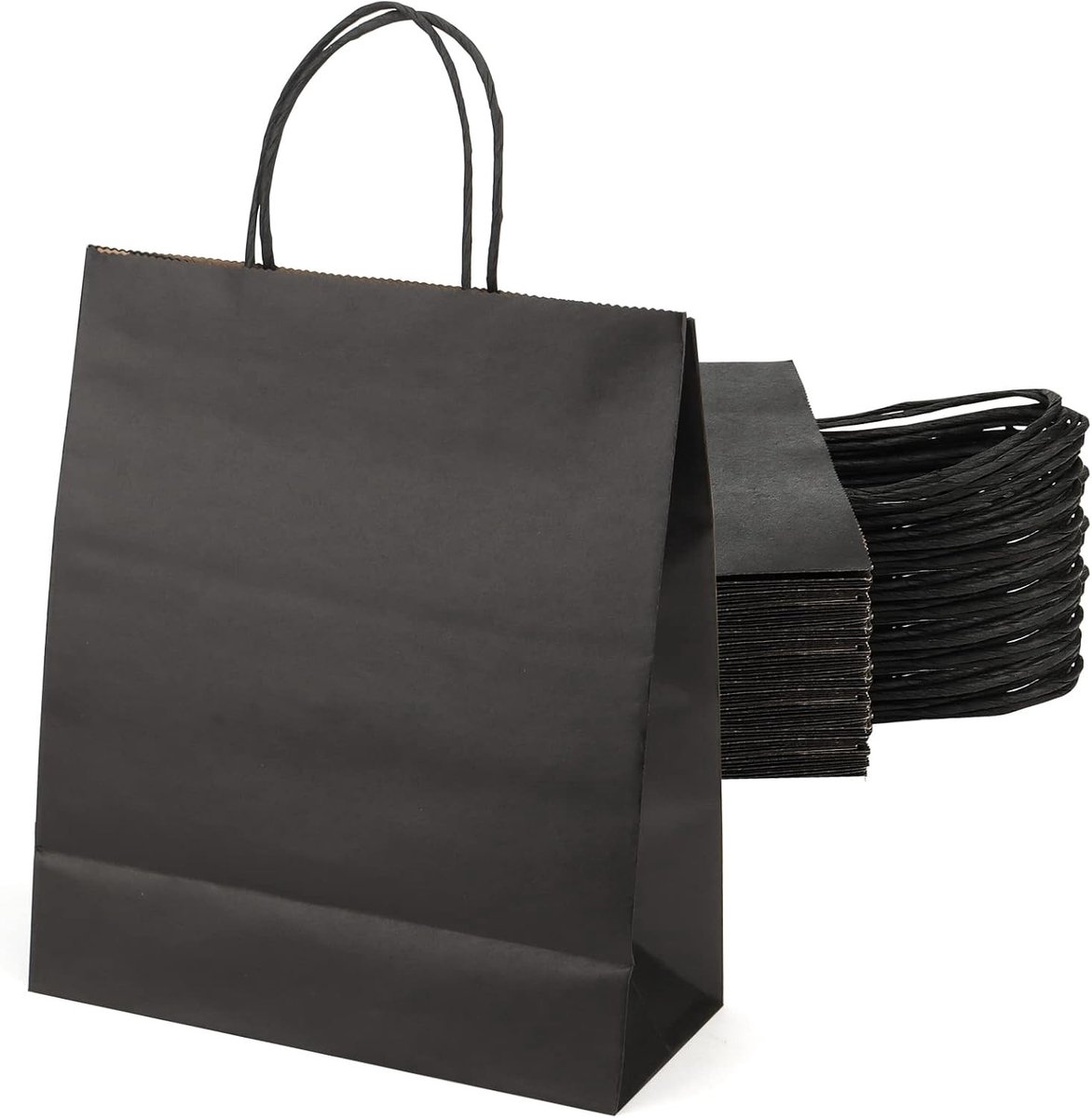 40 Stuks Zwarte Papieren Gift Zakken met Handvatten - Kraft Verpakking voor Feestjes, Retail en Cadeaus - 25 x 12 x 33 cm