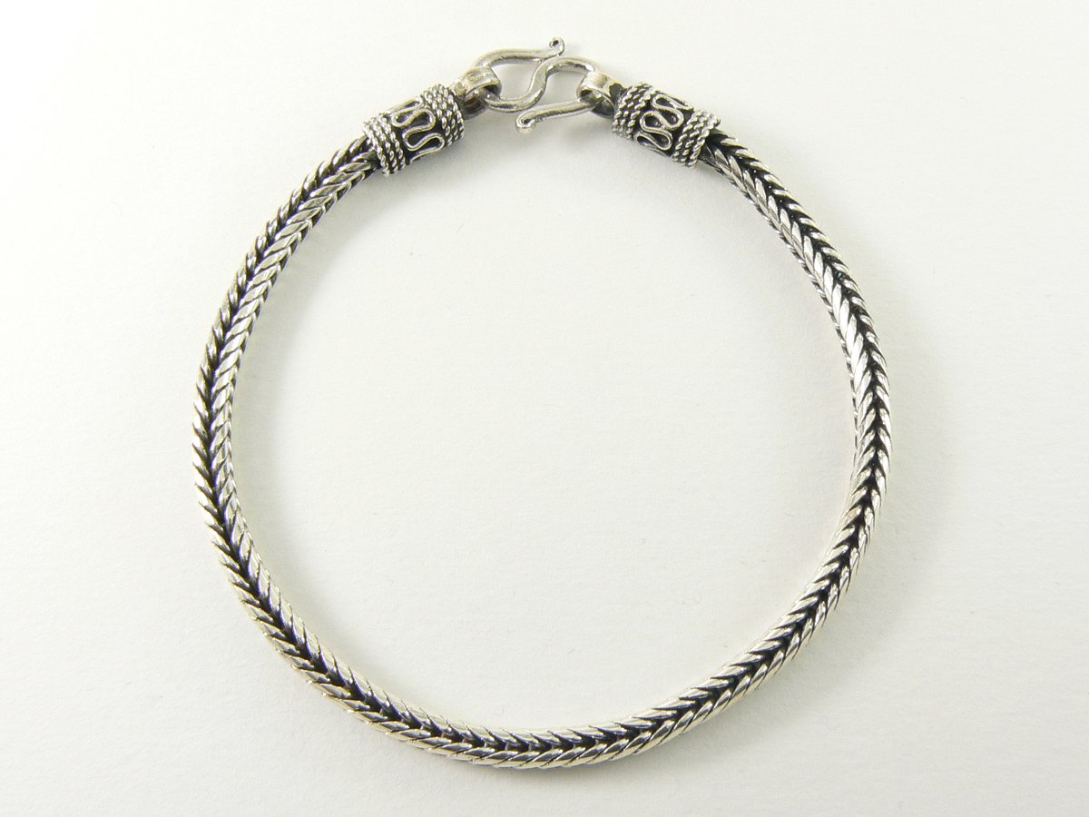 Fijne gevlochten zilveren armband - 21 cm