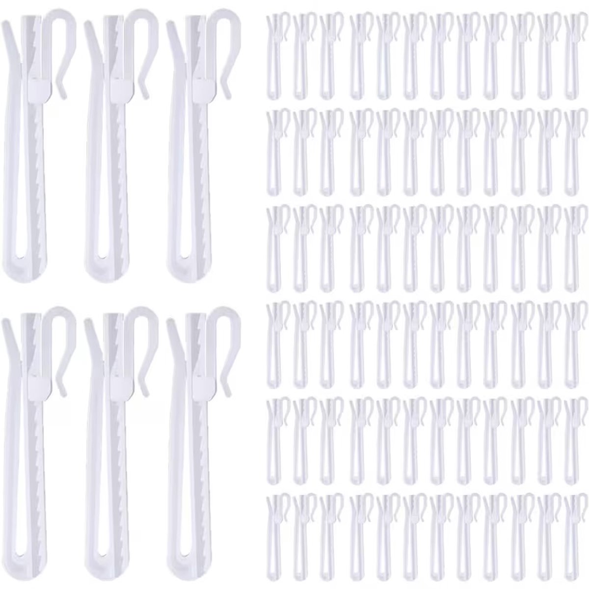 Gordijnhaakjes Inschuifbaar – Verstelbaar in 13 Hoogteniveaus – 7 cm – 20 Stuks – Kunststof Gordijnhaken