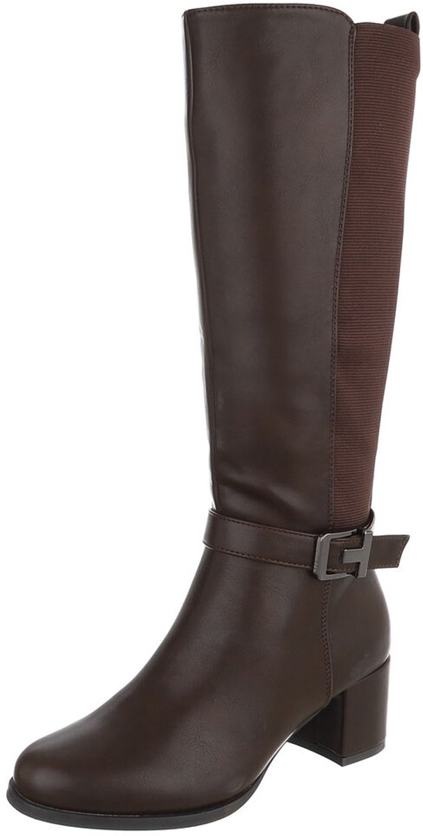 Hoge laars - blokhak en gespdetail - dames Mt:38