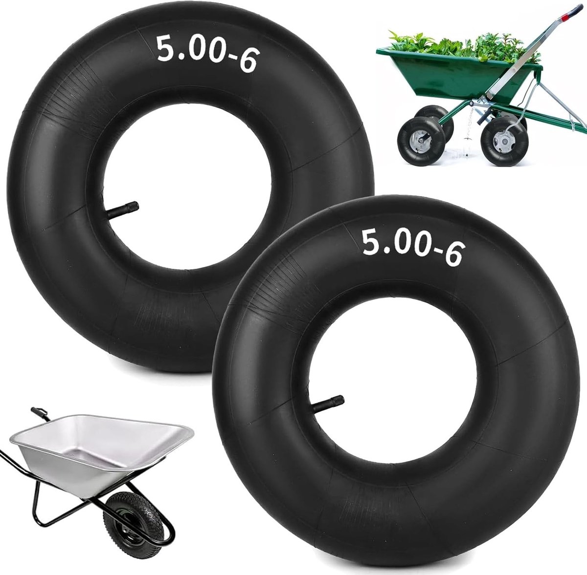 Kruiwagenband - Zwart - 13 x 5.00-6 inch - Rubber Binnenband voor Kruiwagen en Tuingereedschap