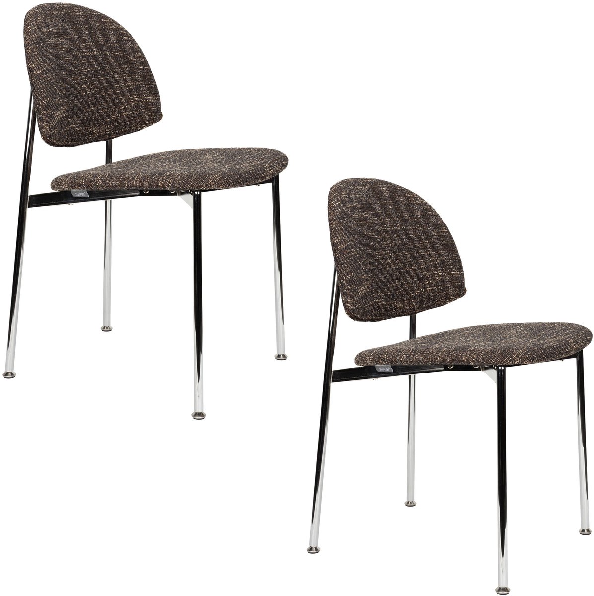 Zuiver Sunrise Eetkamerstoelen Chrome/Bruin - Set van 2