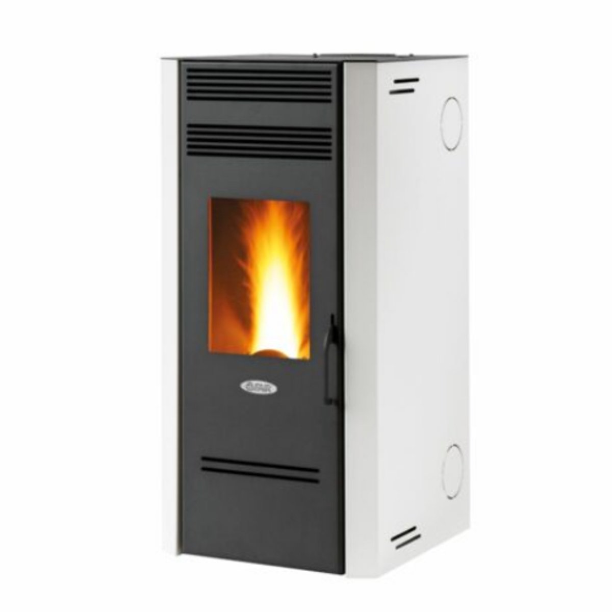 Fair BIO 100C Pelletkachel 10 kW met Kanalisatie – Hoog Rendement – Programmeerbaar – Rookafvoer Links/Achter – Wit – Verwarmt tot 315 m³
