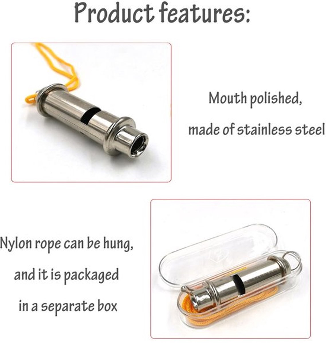 Dailygoody - Noodfluit Set - 2-Pack RVS Fluit met Halsband - Super Luide Alarmfluit