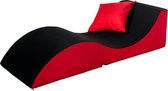 Opvouwbare sofa, comfortabel, ontspannend, 3 in één, pouffe, tafel - zwart en rood