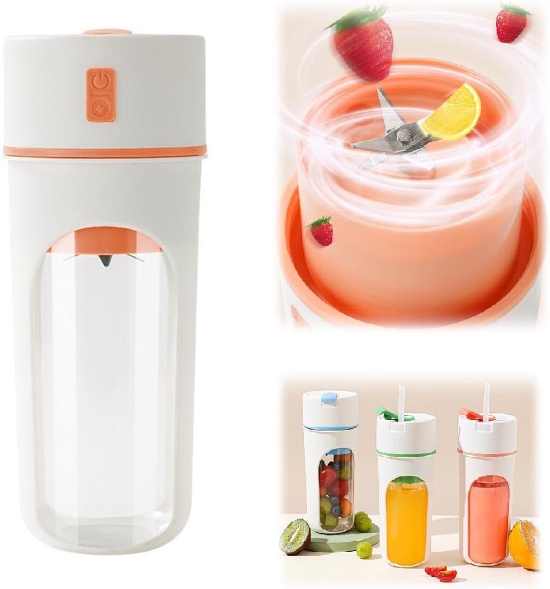 Elektrische Sinaasappelpers - Mini Sapbeker,Sap Maken En Drinken,Draagbaar Citroenpers,Citruspers,Usb-Oplaadbaar,Sapcentrifuge Voor Sinaasappel, Citroenen, Citrusvruchten (oranje)