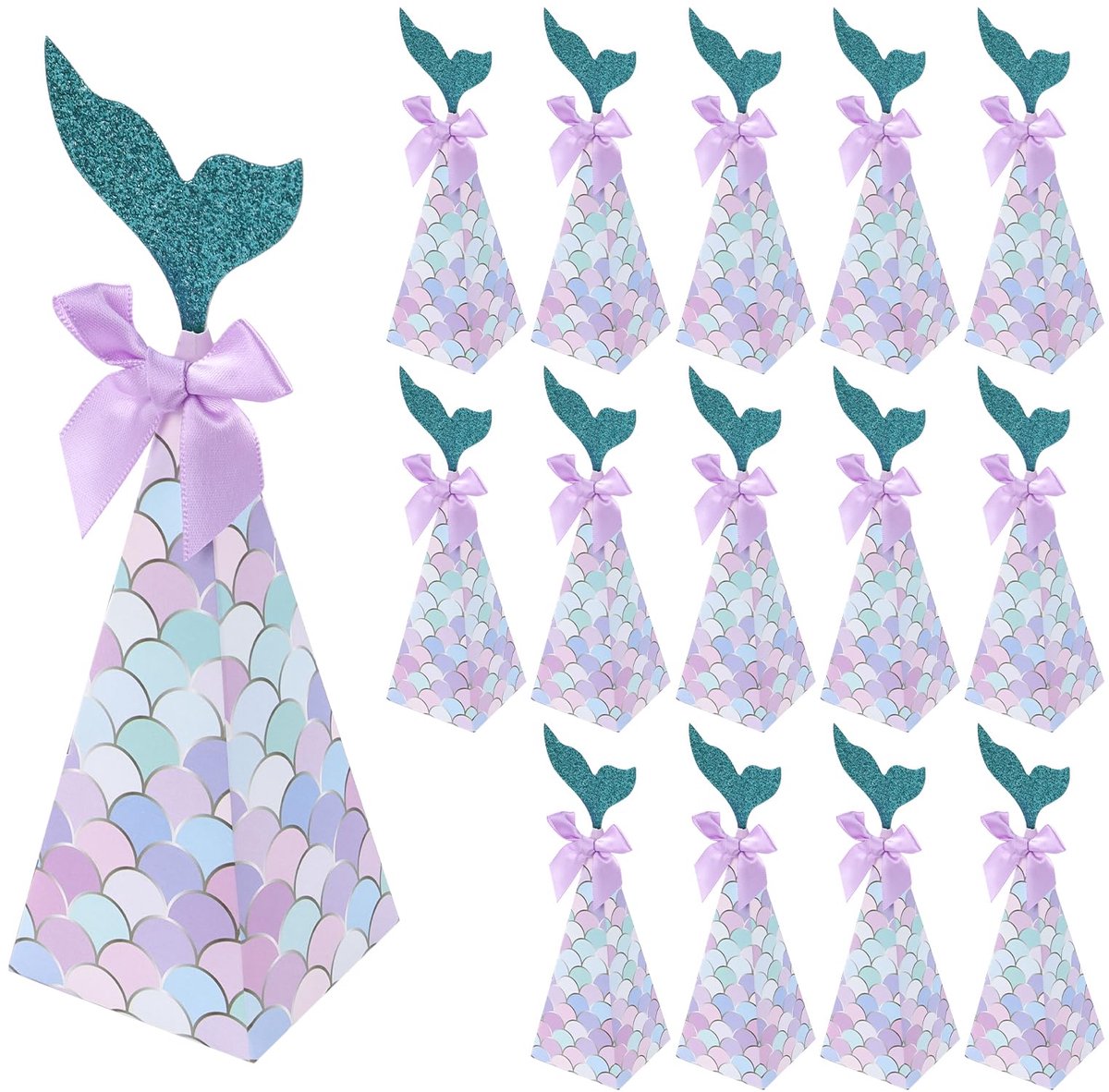MOLENCO Zeemeermin Geschenkdozen - 15 Stuks, Met Zeemeerminstaart en Snoeppapier Doosjes Voor Zeemeermin Themafeesten - ShopVlot