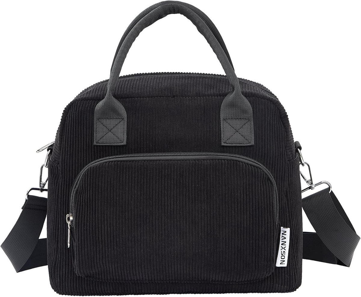 Isolerende Lunchtas 12L Herbruikbare Lunchbox Grote Capaciteit Schattige Corduroy Koeltas voor Werk, Picknick en Reizen voor Vrouwen en Mannen