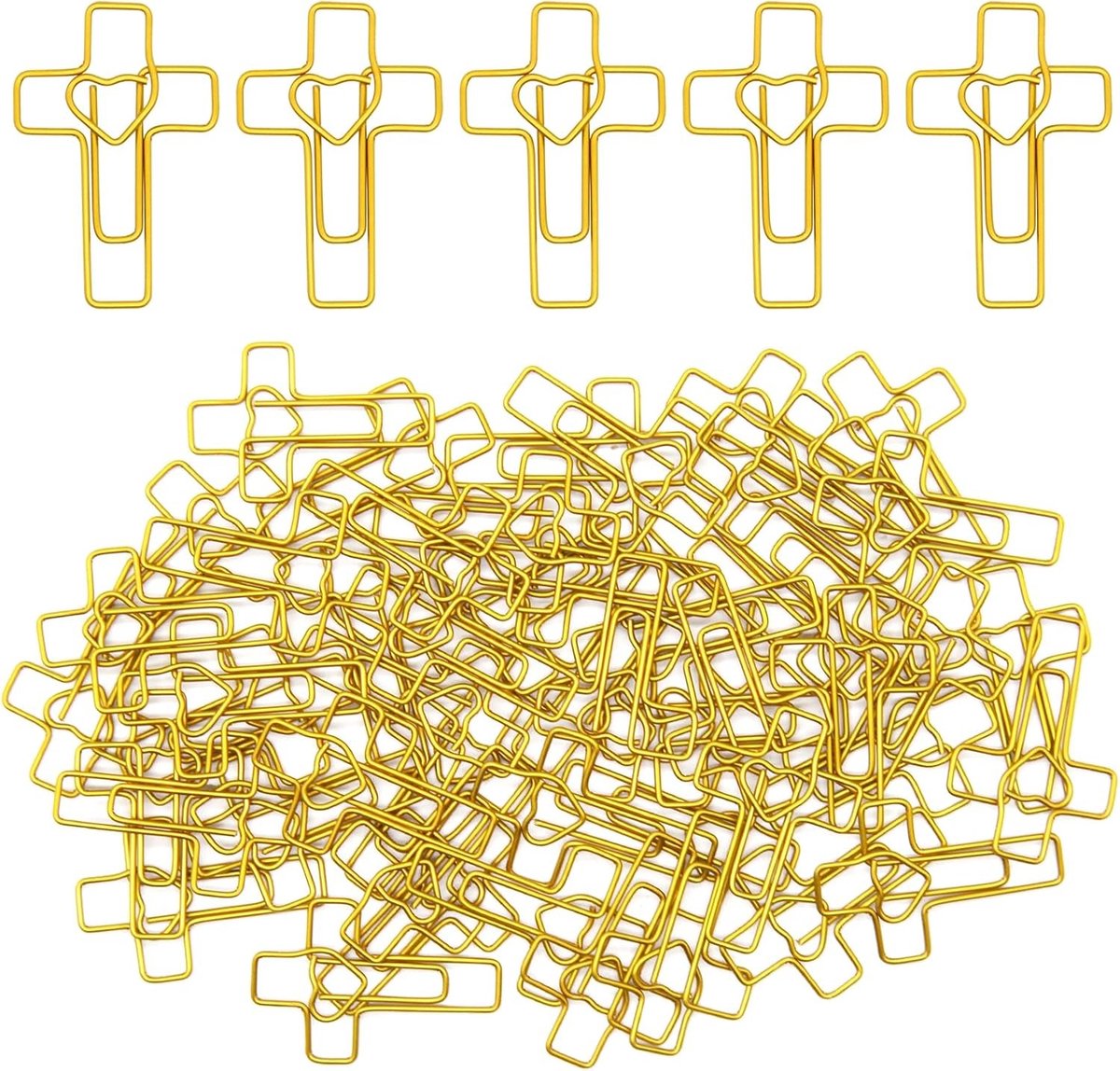 50 Stuks Hartvormige Kruis Paperclips, Bijbelstudie Geschenken voor Vrouwen, Jezus Thema Boekenleggers en Kantoorbenodigdheden voor Pasen