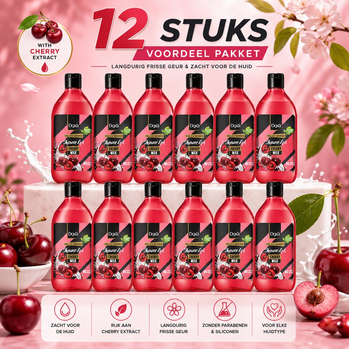 12x Doxa Relax Series Douchegel Cherry Milk 400 ml
