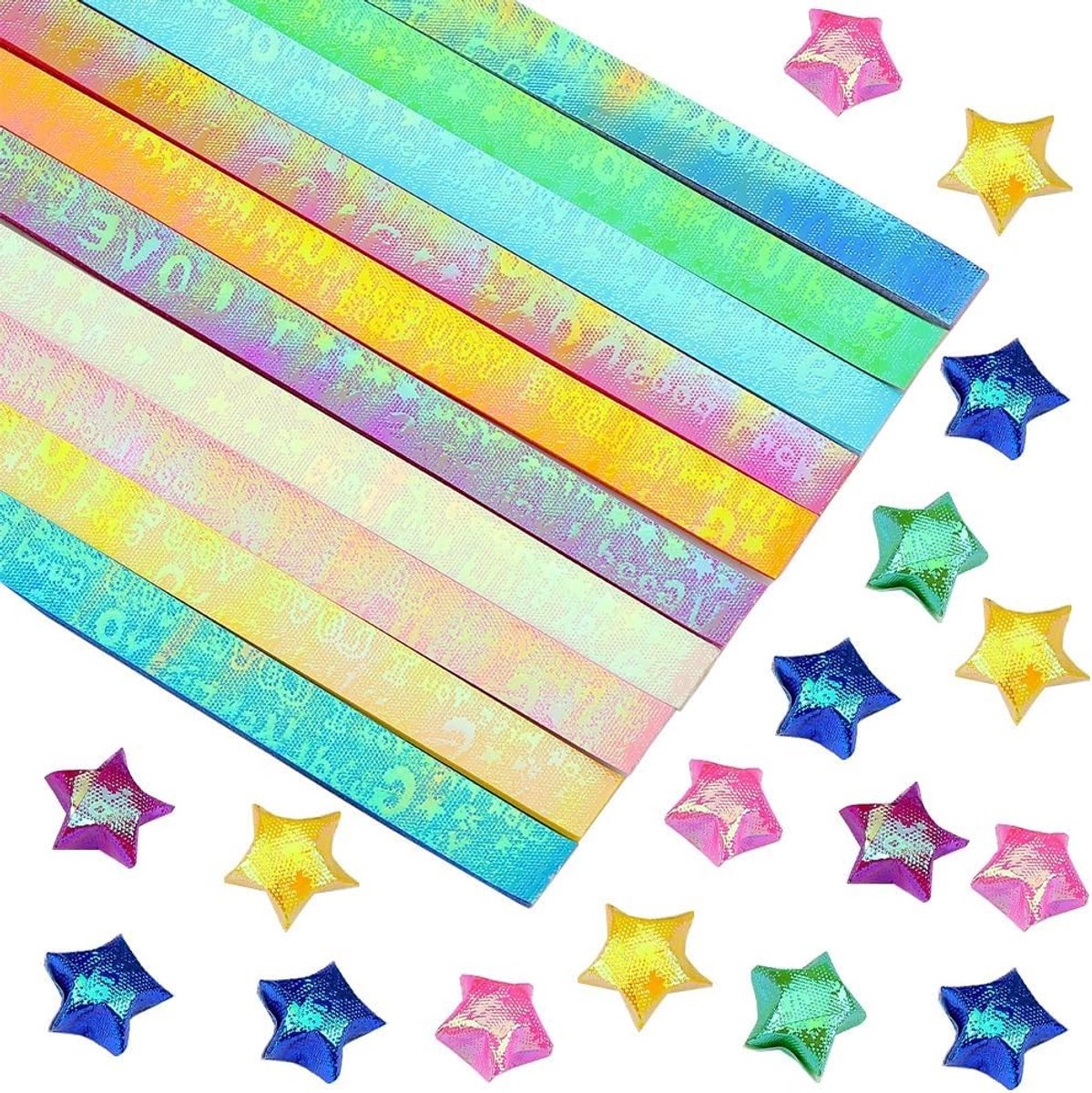 900 Vellen Stervormige Papieren Strips voor Origami en Creatieve Projecten - Kleurrijke Parels Sterren voor Handgemaakt Ambacht en DIY Kunstwerken