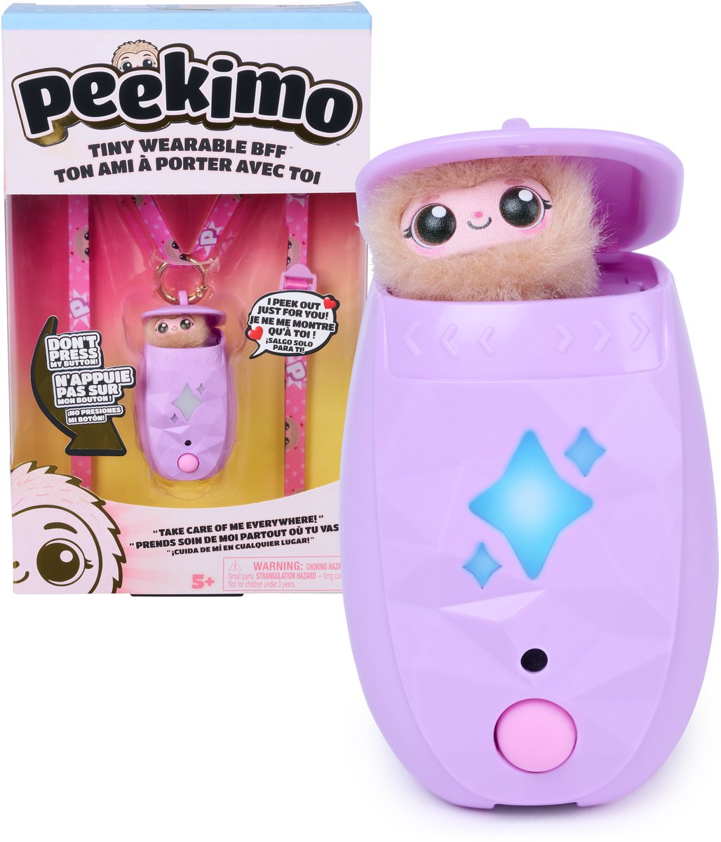 Spin Master Peekimo - interactief elektronisch huisdier in paars - draagbaar speelgoed met 100+ reacties en verzamelaccessoires - cadeau voor kinderen vanaf 5 jaar